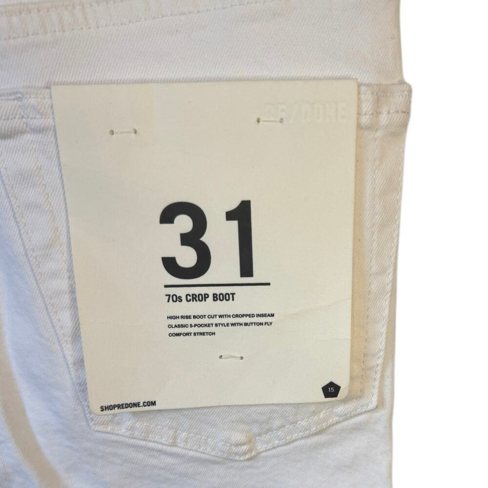 RE/DONE NWT 70s Crop Boot Jeans White Denim Size 31 High Rise Recycled Levi’s - Picture 4 of 8